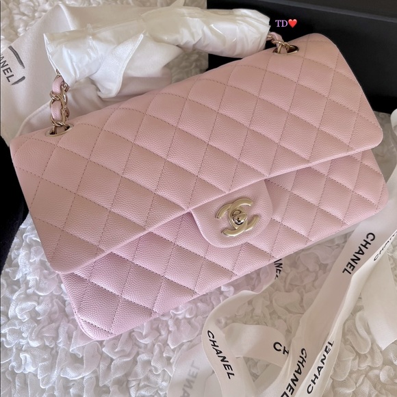 🎁 CHANEL Classic Double classic flap 22S rose Clair light pink ( Caviar) - Picture 16 of 16